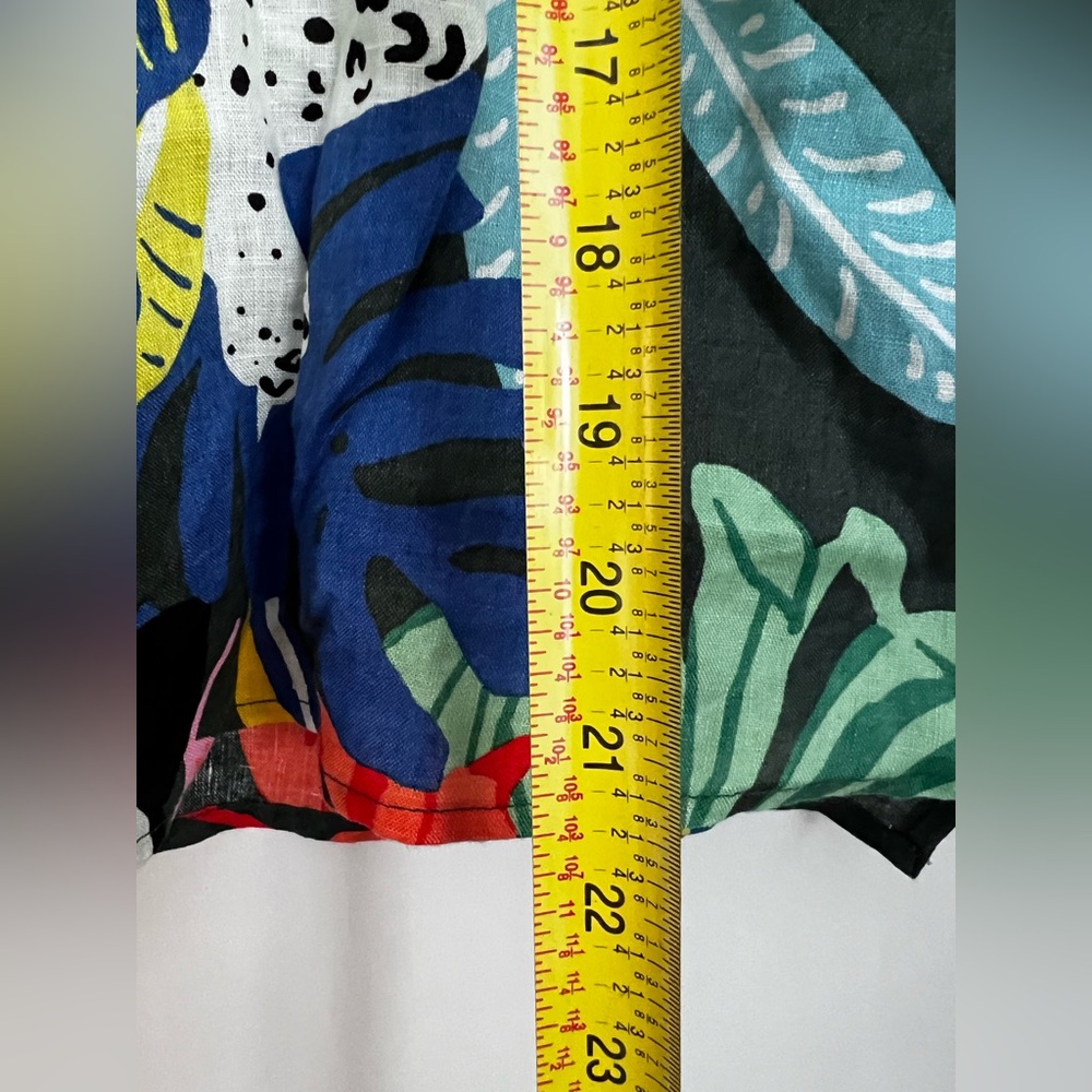 Christian Siriano Linen button up shirt short sleeve tropical toucan bird print - Picture 5 of 5